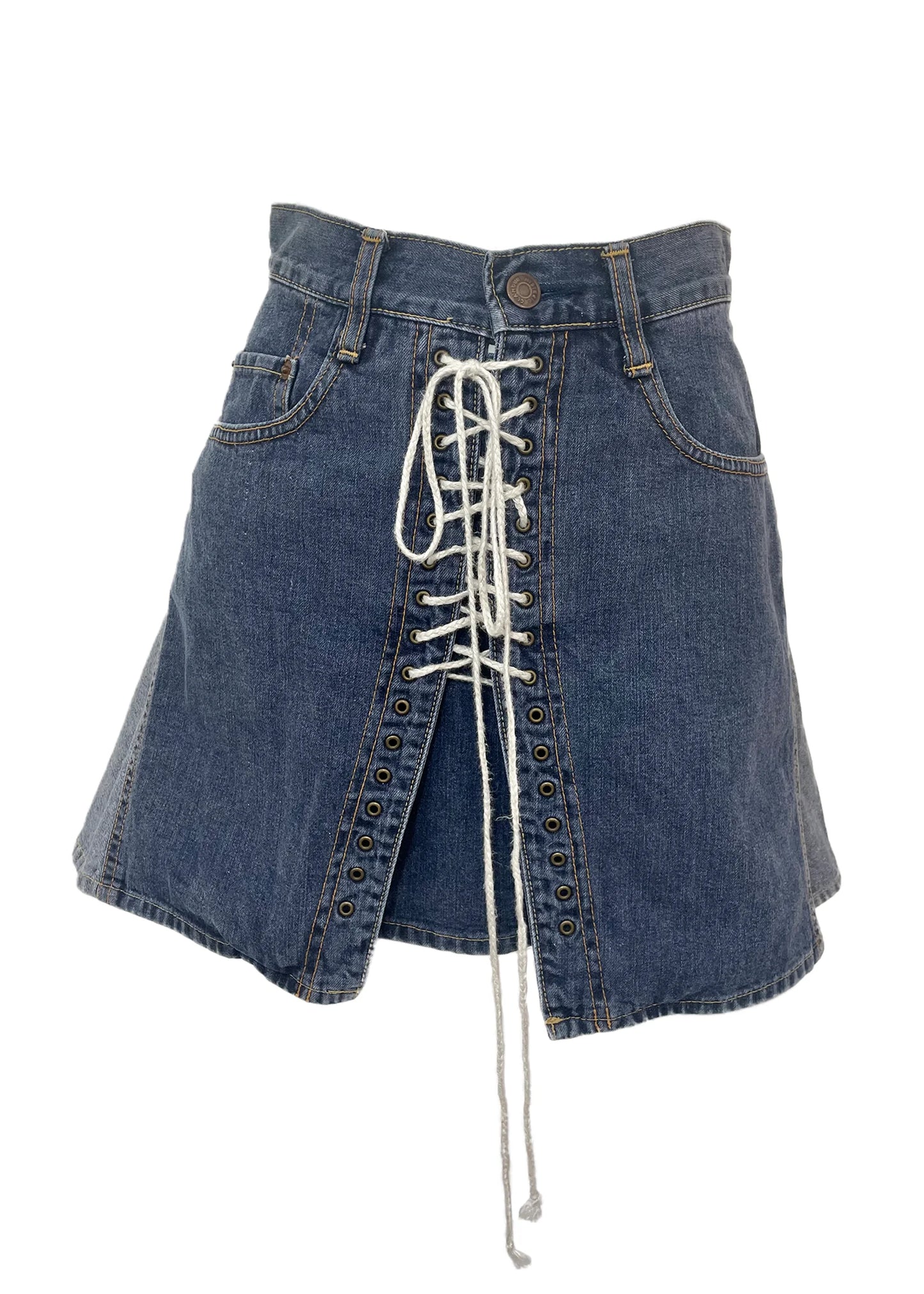 Kinky Jeans Hysteric Glamour Lace up denim mini skirt