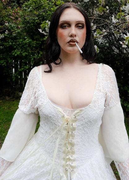 Lace flared sleeve dress