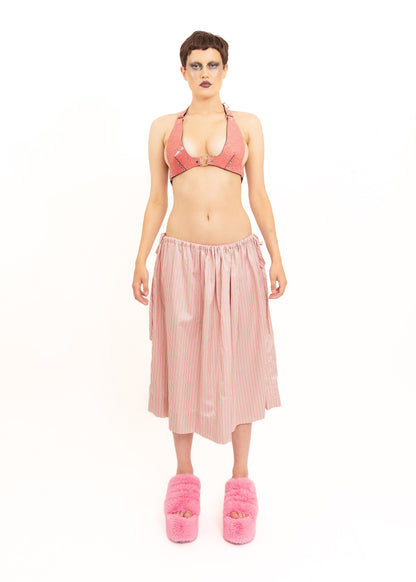 Leather Halter Bikini Top- Pink patent