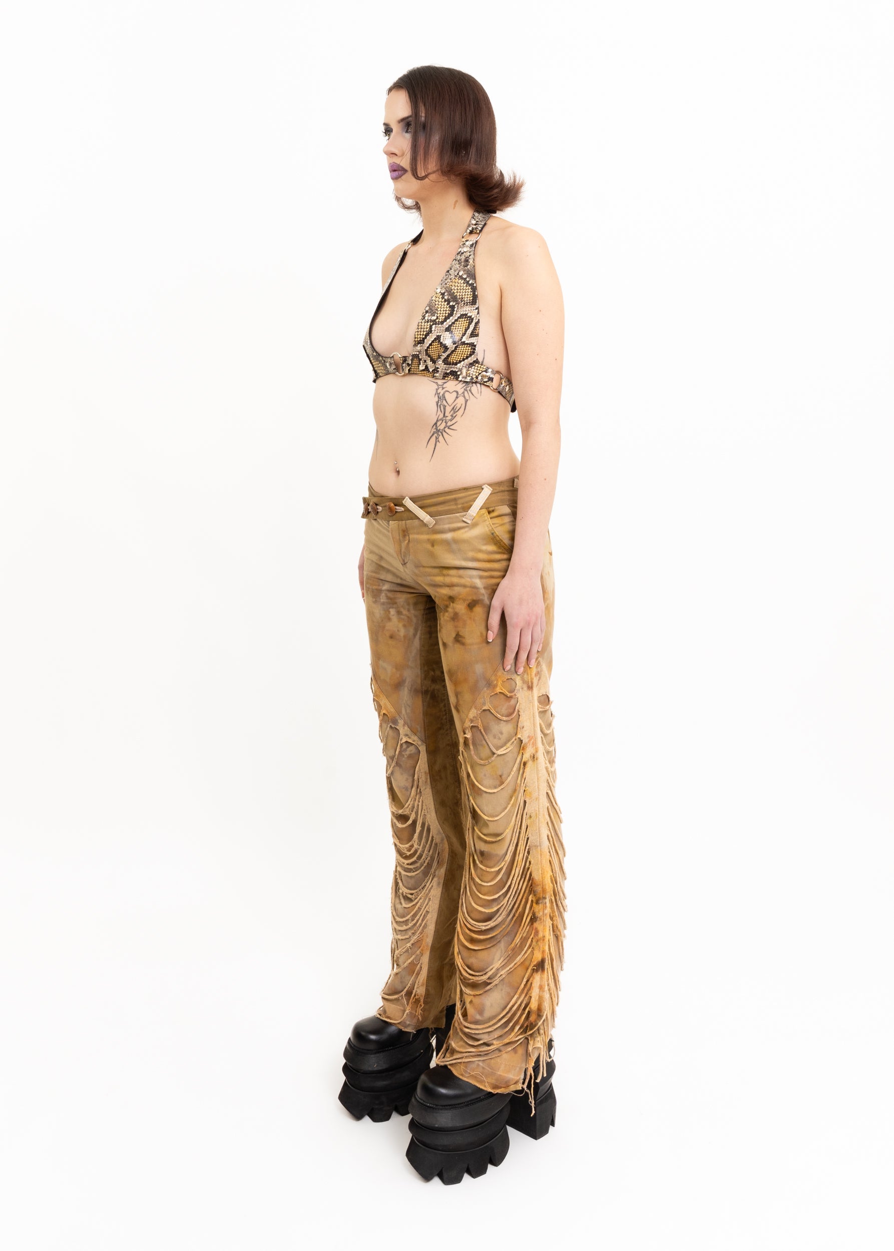 Luti Leather Halter Bikini Top- snake Bizarre Bazaar