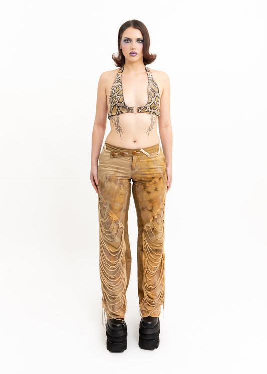 Luti Leather Halter Bikini Top- snake Bizarre Bazaar