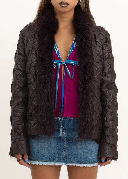 Bizarre Bazaar Leather jacket with fur trim and lining