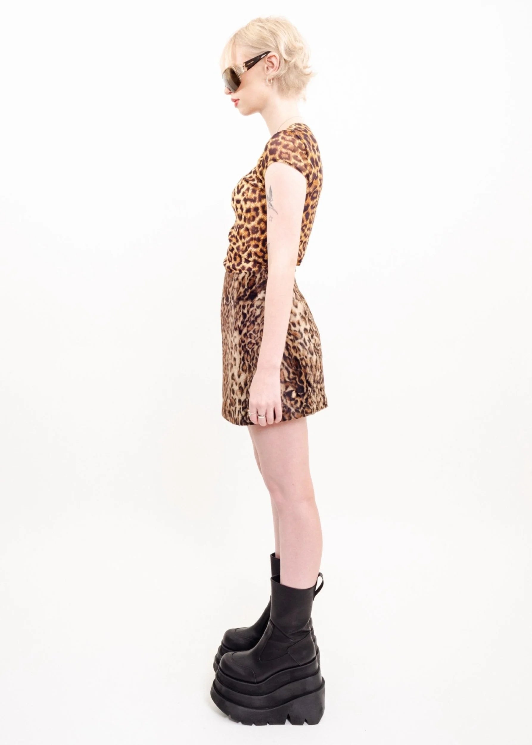 Hysterics Leopard print faux fur mini skirt