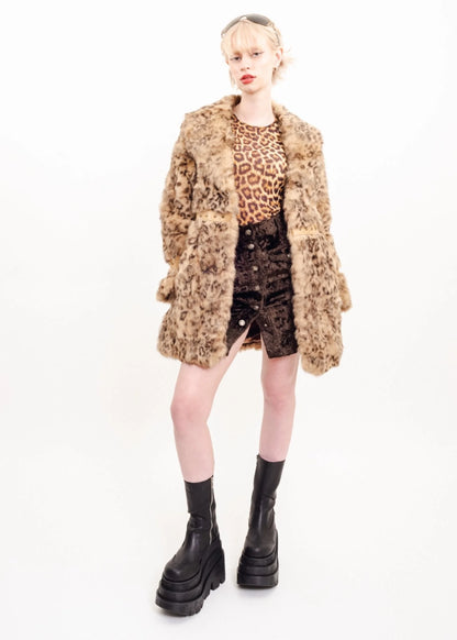 Spiral Spice Leopard print fur coat