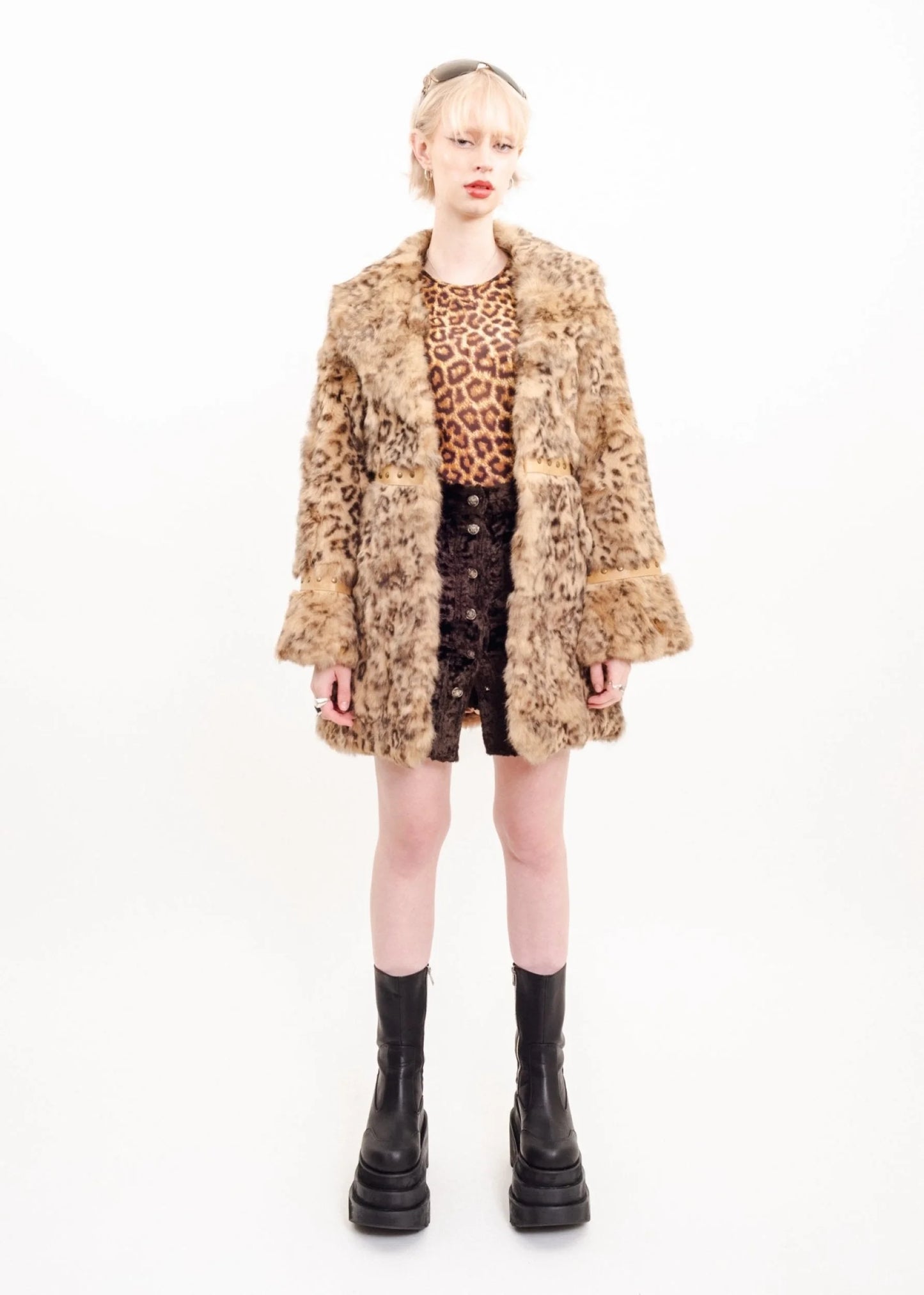 Spiral Spice Leopard print fur coat
