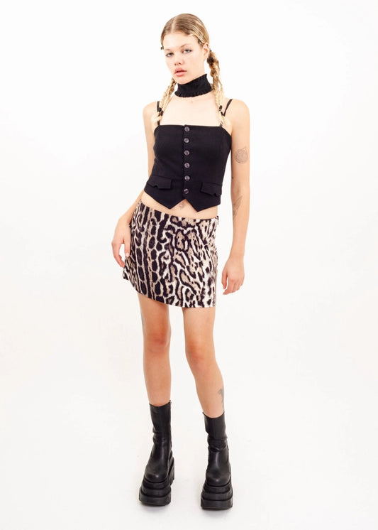 Just Cavalli Leopard print silk studded mini skirt