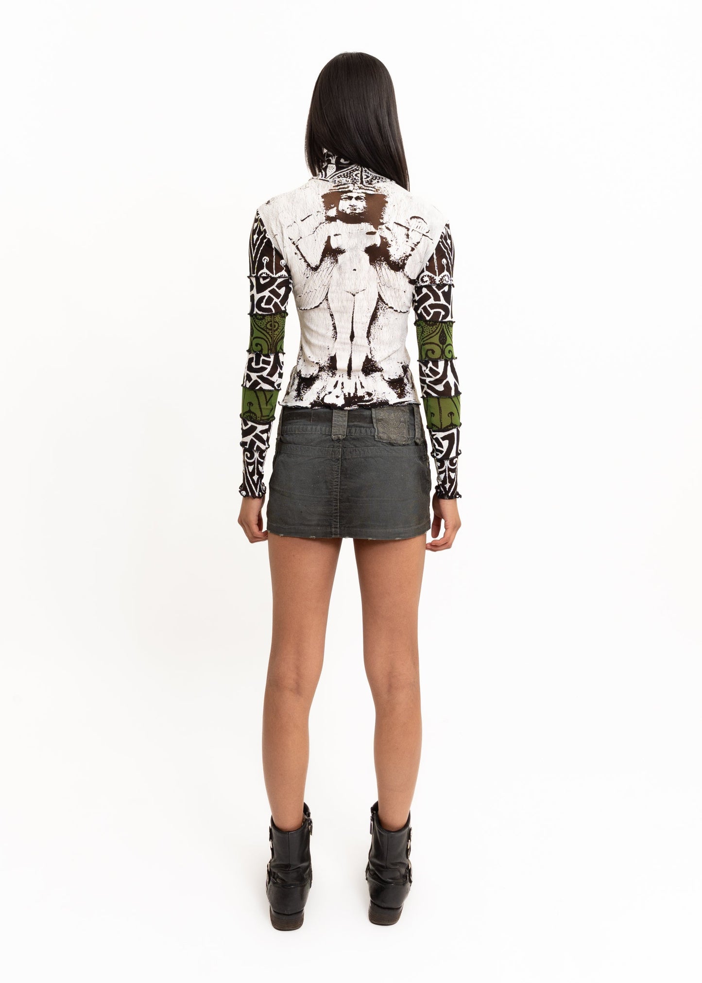 Roisin Dubh Lilith screen printed mesh top Bizarre Bazaar