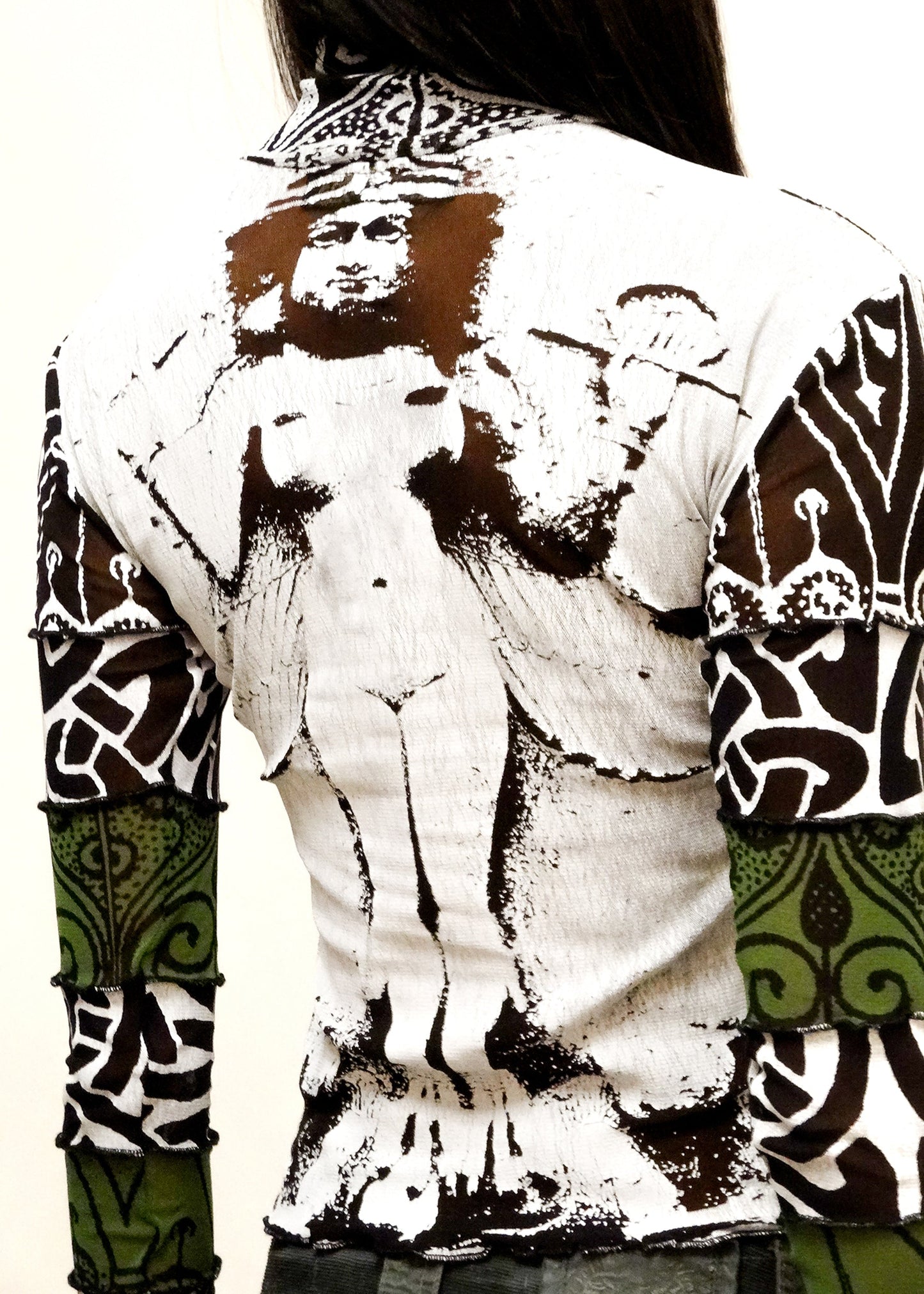 Roisin Dubh Lilith screen printed mesh top Bizarre Bazaar