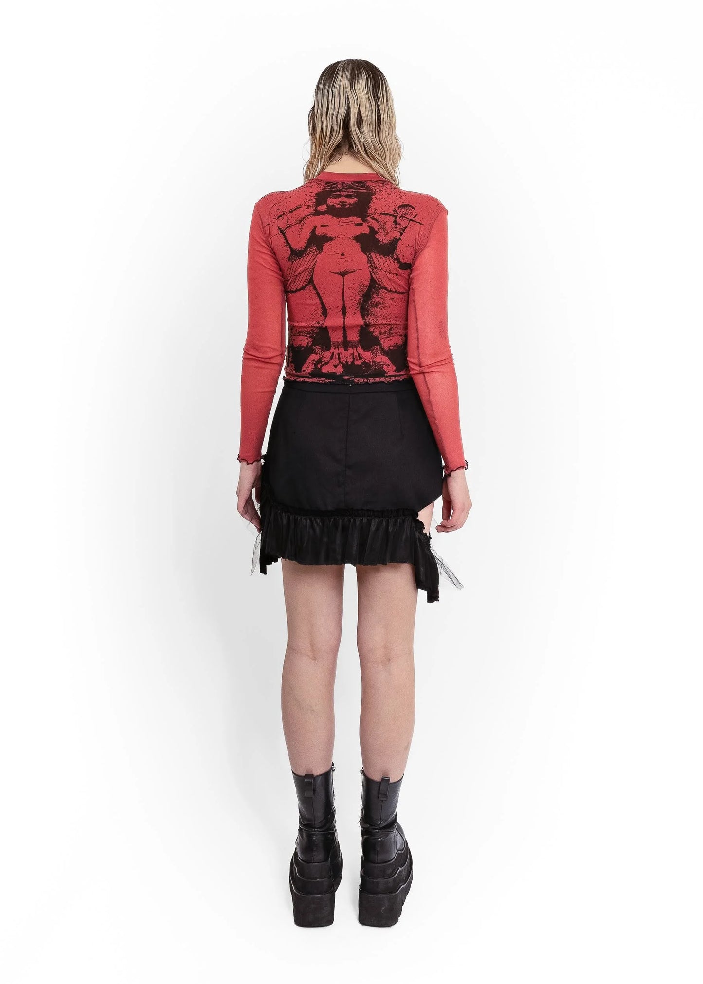 Roisin Dubh Lilith screen printed mesh top