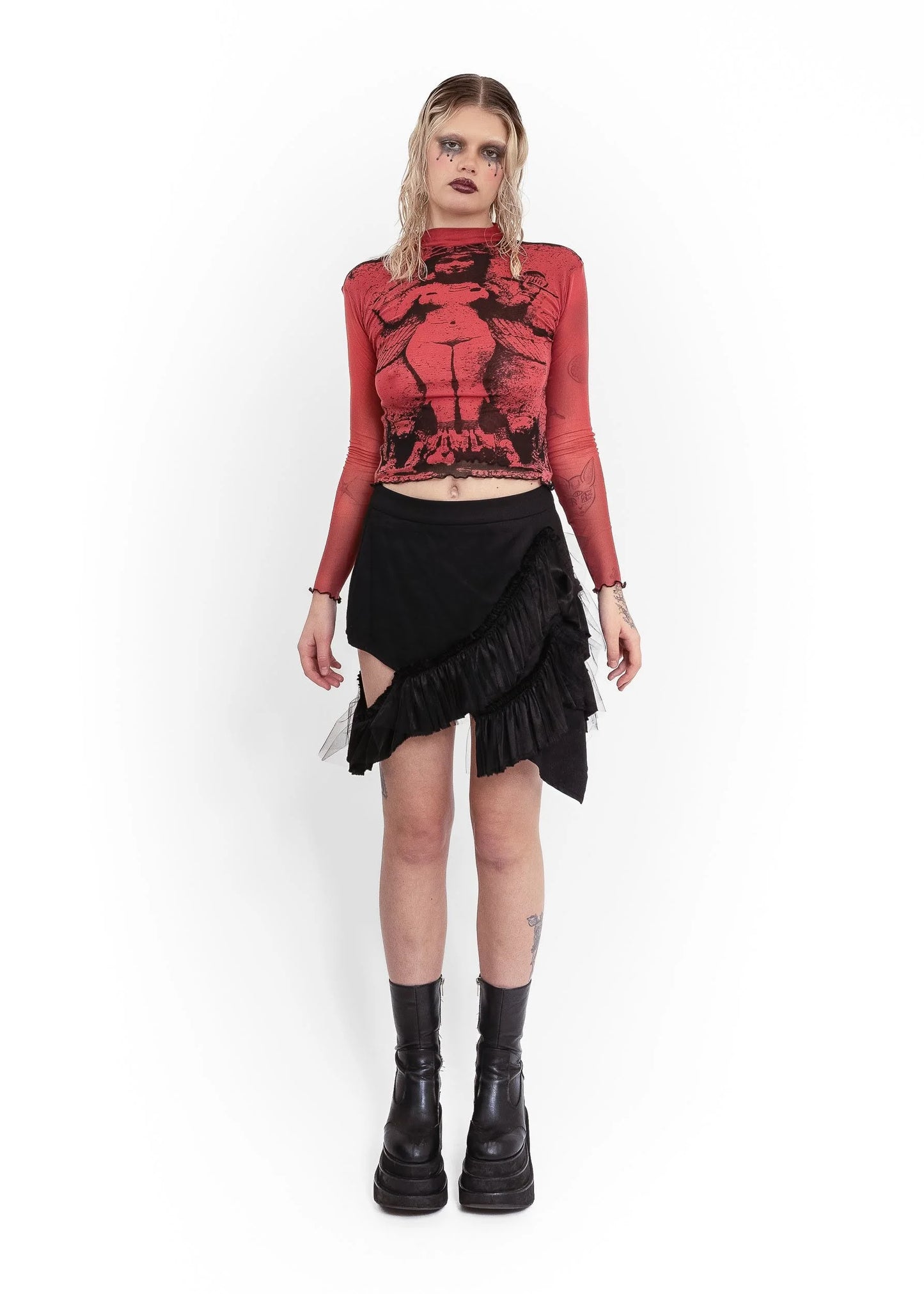 Roisin Dubh Lilith screen printed mesh top