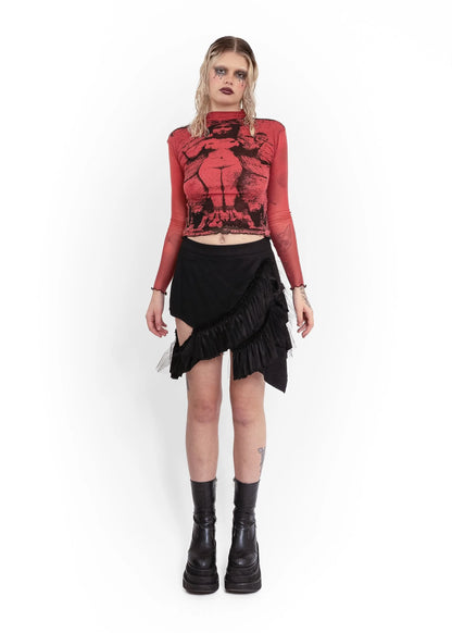 Roisin Dubh Lilith screen printed mesh top