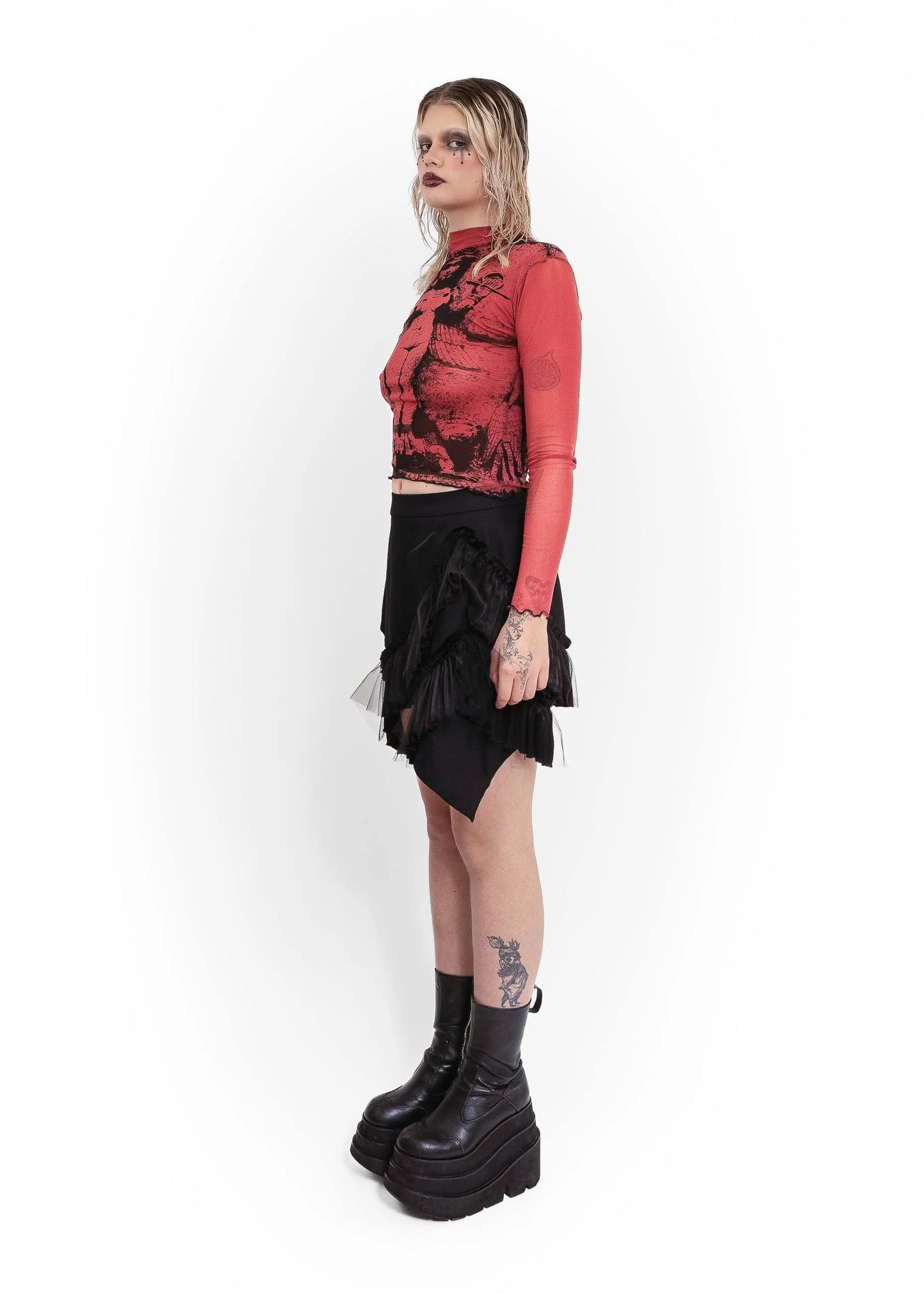 Roisin Dubh Lilith screen printed mesh top