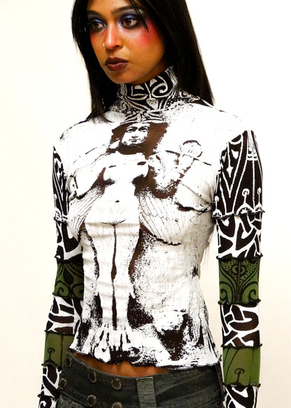 Lilith inverse screen printed mesh top