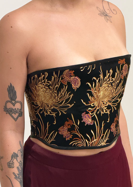 Silk brocade corset