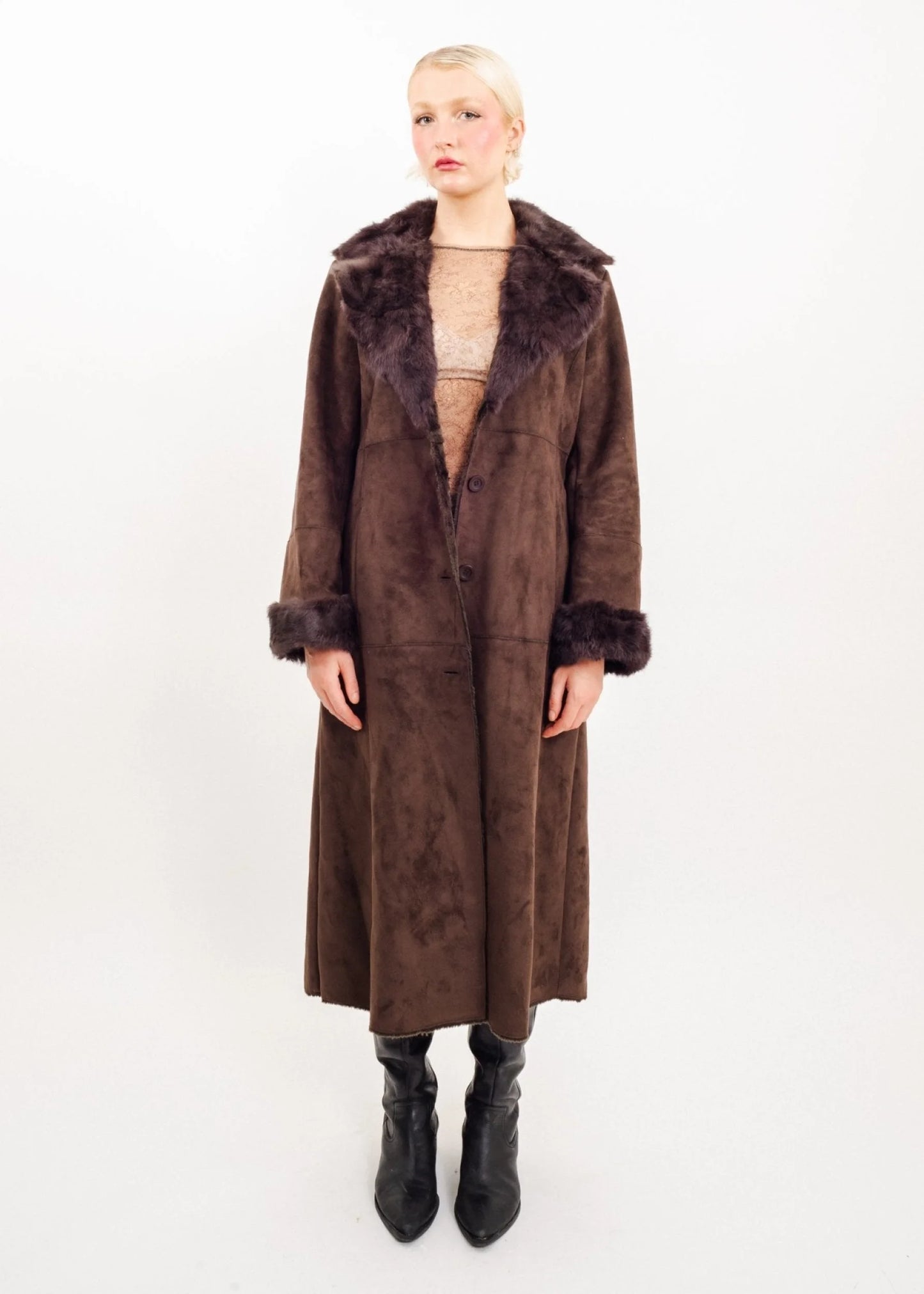 Gerard Darel Longline coat with fur trims