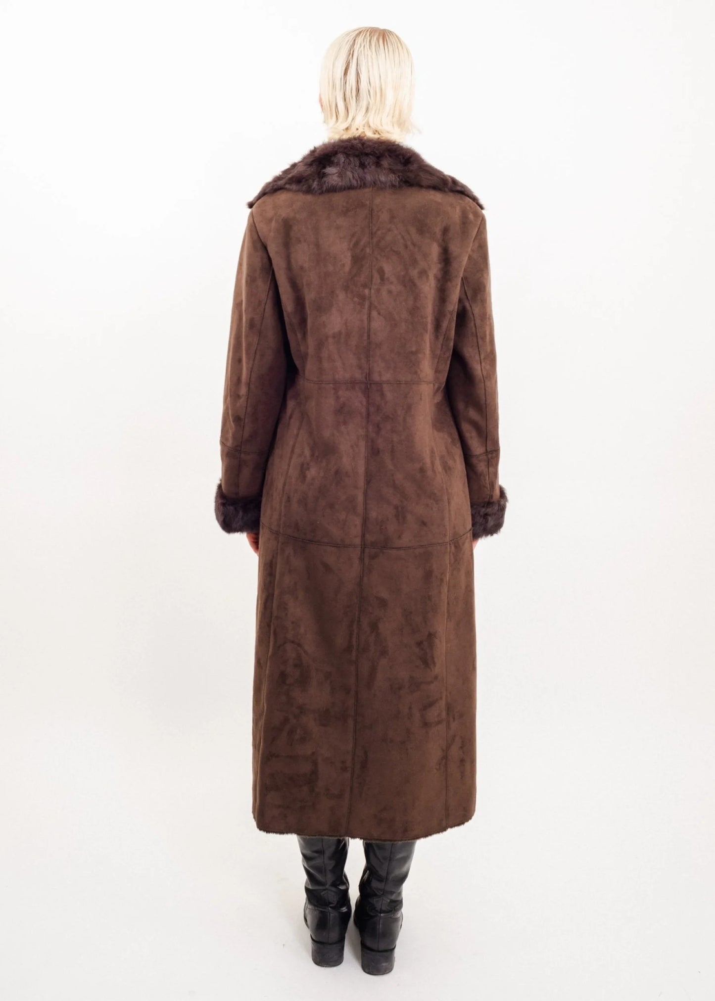 Gerard Darel Longline coat with fur trims