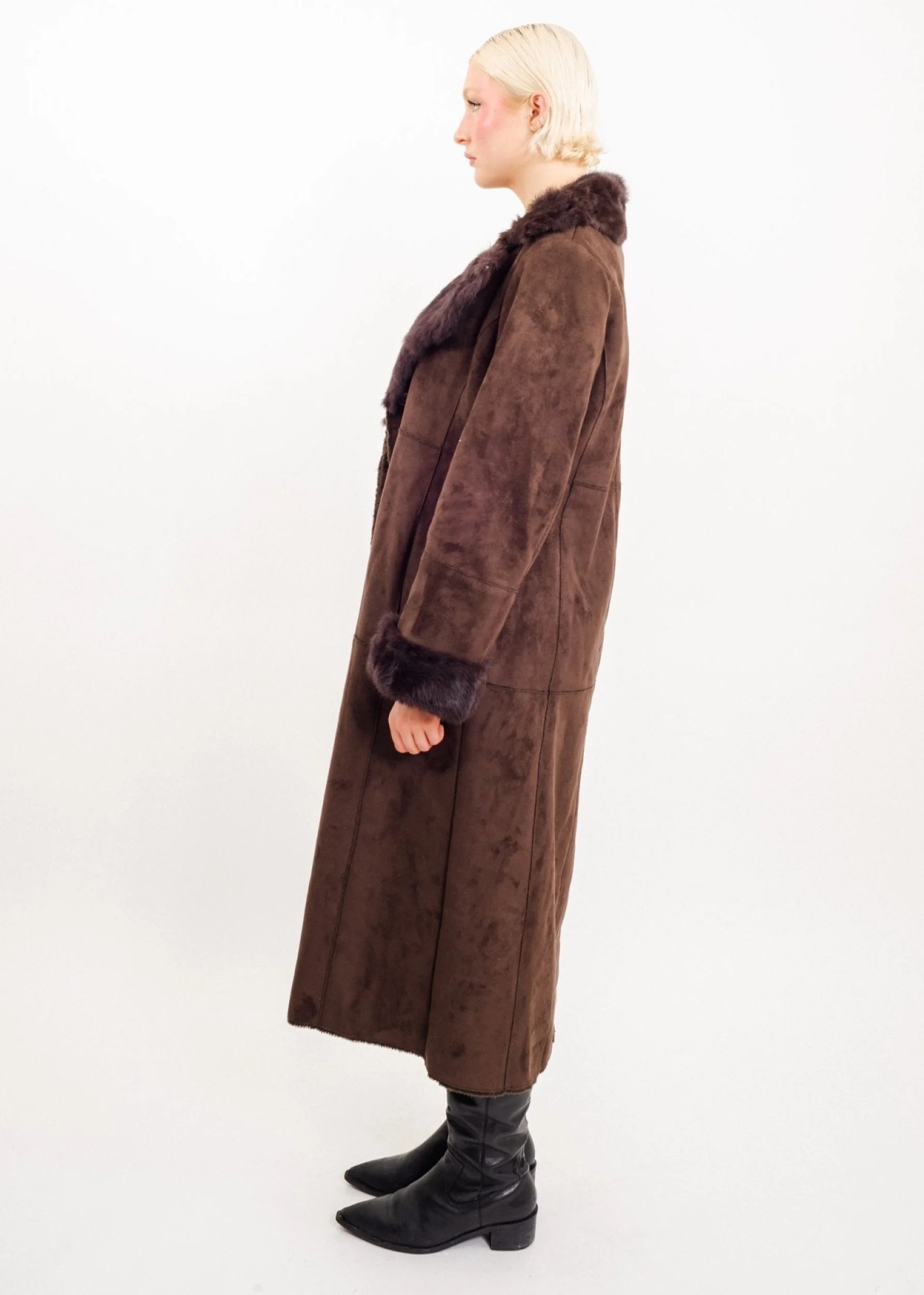 Gerard Darel Longline coat with fur trims