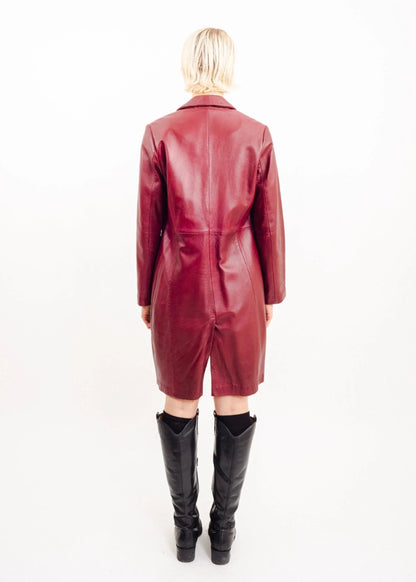 Jacqui E 90s longline leather coat