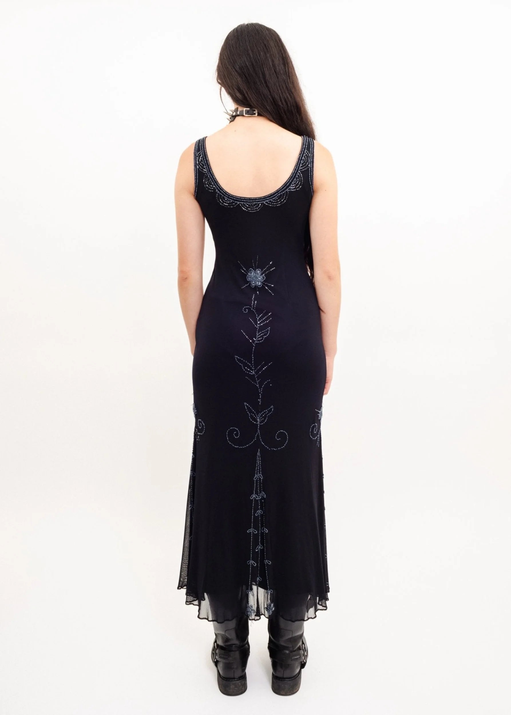 Basix Low back beaded 90s grunge gown Bizarre Bazaar Basix Low back beaded 90s grunge gown Bizarre Bazaar