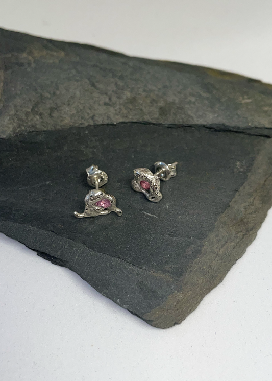 Mothmade Jewels Magma pink sapphire studs