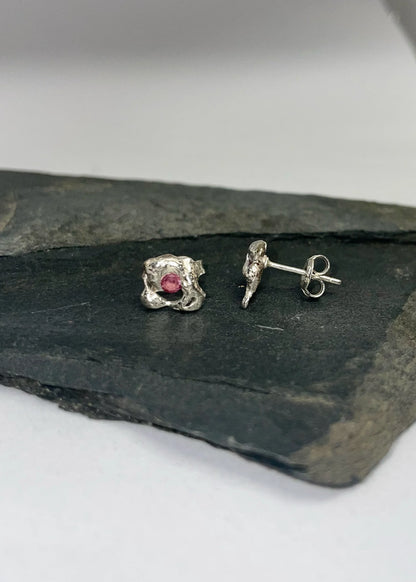 Mothmade Jewels Magma pink sapphire studs