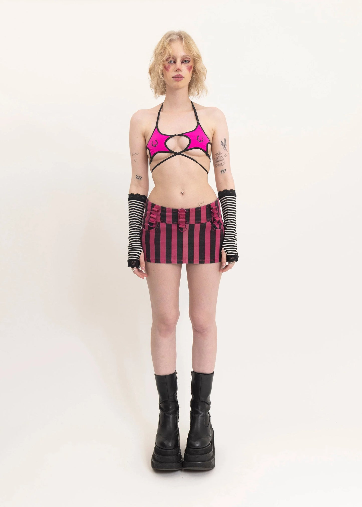 Bizarre Bazaar Mall goth striped micro mini skirt