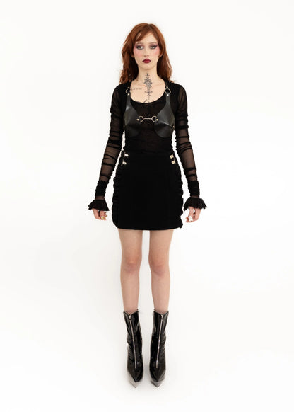 World Mesh top with ultra long sleeves and frill cuffs