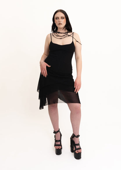 Mini dress with asymmetric tiered mesh skirt Bizarre Bazaar