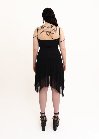 Mini dress with asymmetric tiered mesh skirt Bizarre Bazaar