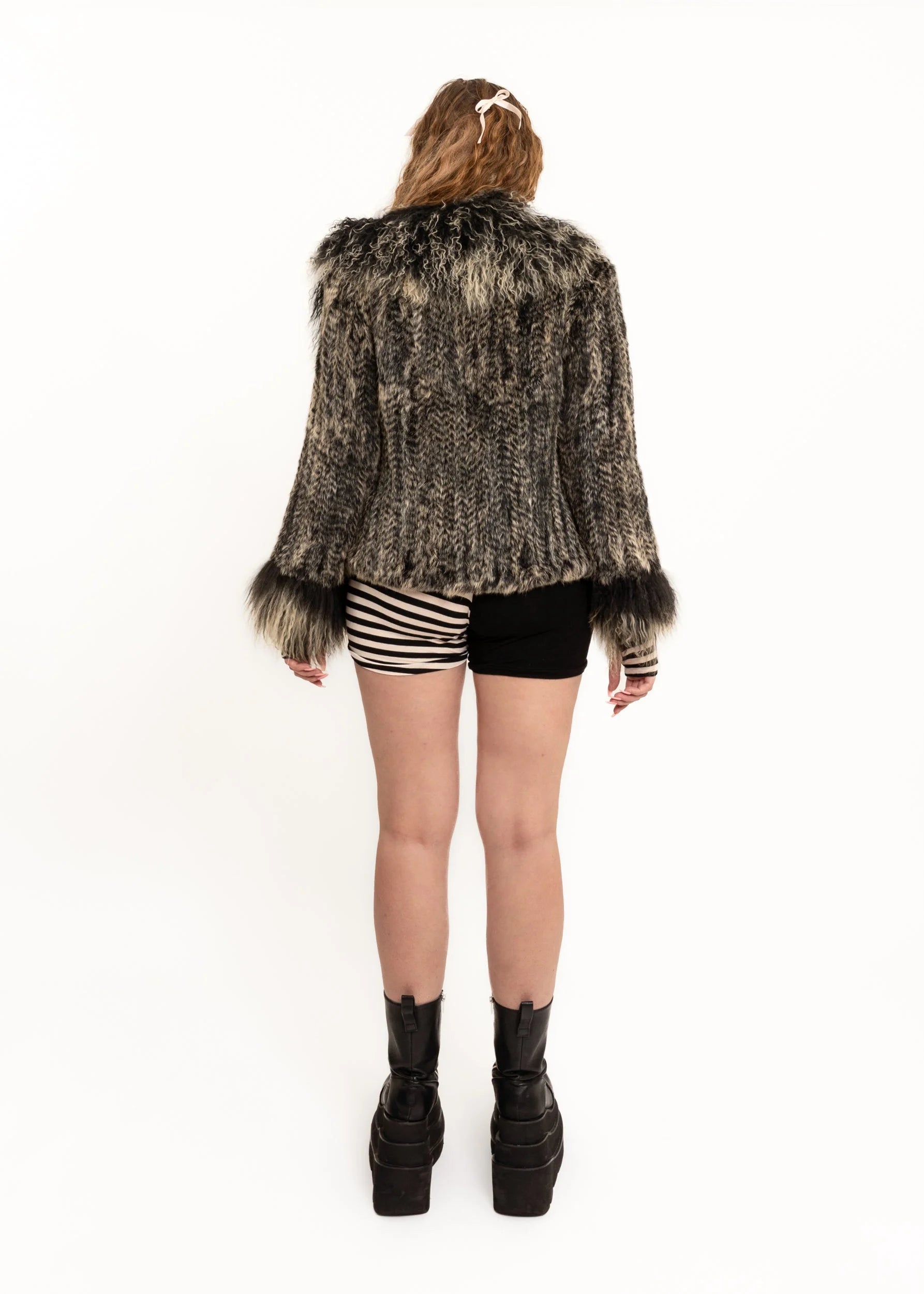 Bizarre Bazaar Mongolian sheepskin trimmed fur coat