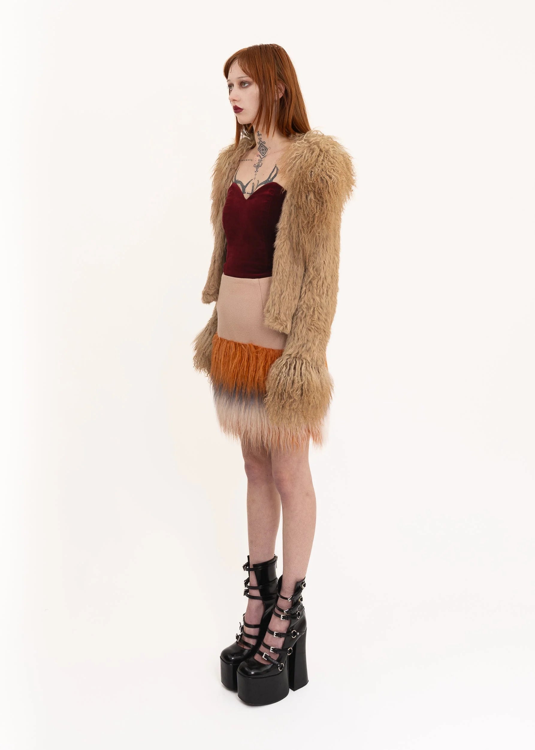 Deux Mille Ans Mongolian sheepskin trimmed fur jacket