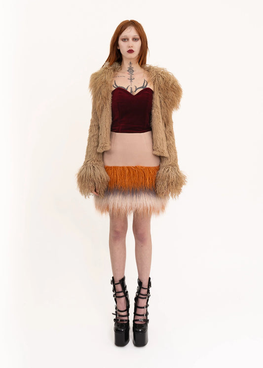 Deux Mille Ans Mongolian sheepskin trimmed fur jacket