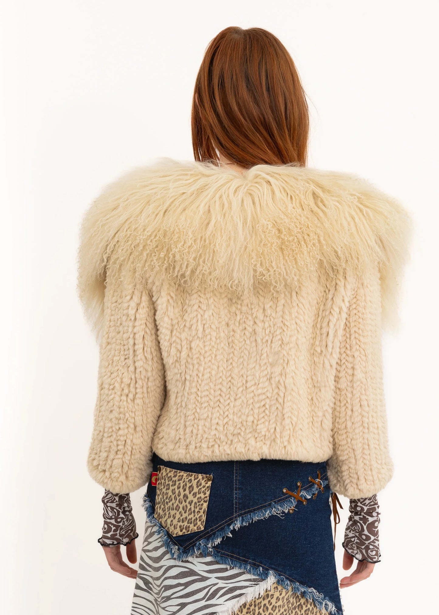 Firosa Mongolian sheepskin trimmed fur jacket