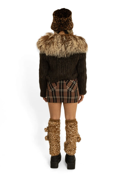 Glass Heart Mongolian sheepskin trimmed fur jacket