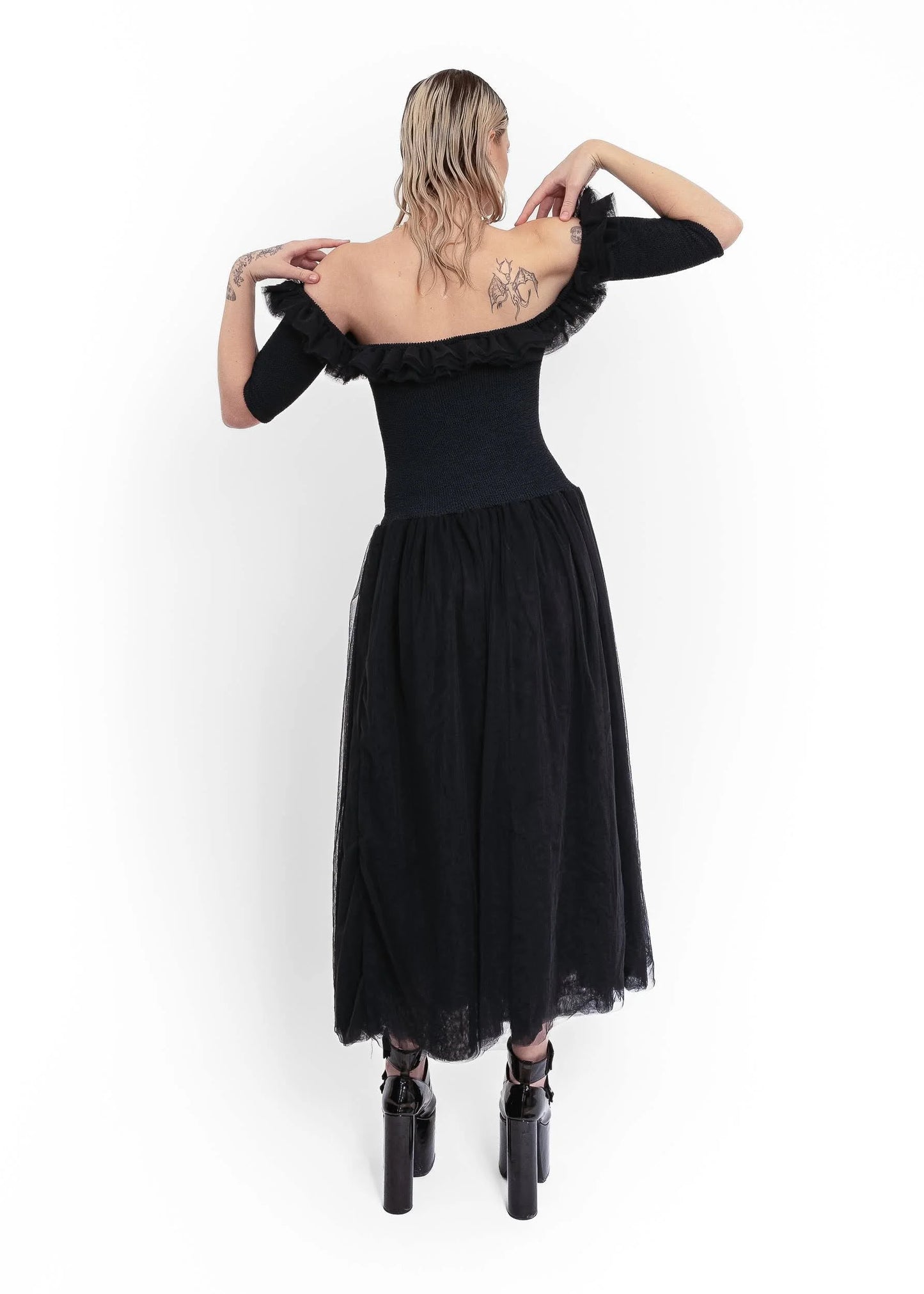 Hunza London & Paris Off shoulder tulle dress