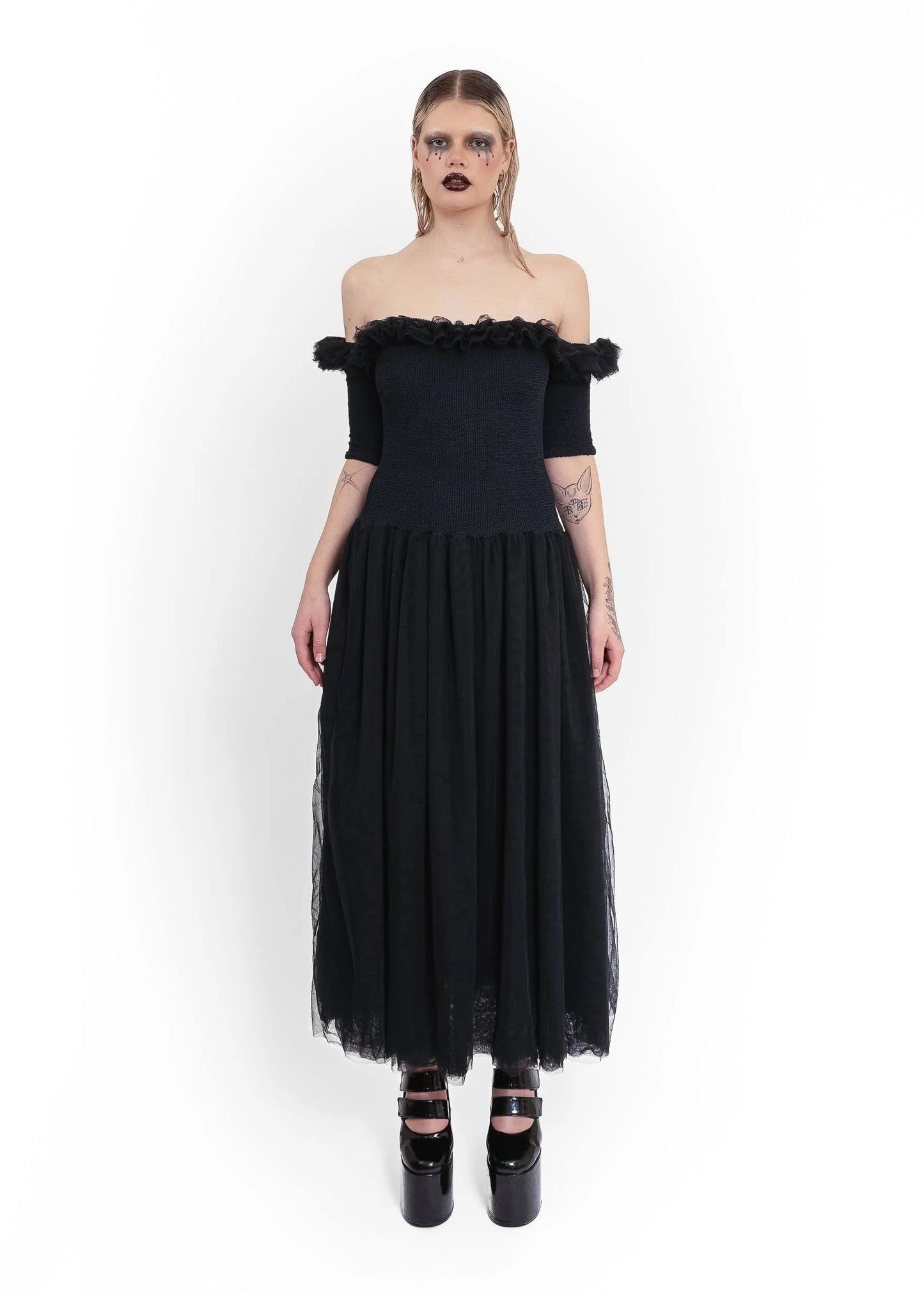 Hunza London & Paris Off shoulder tulle dress