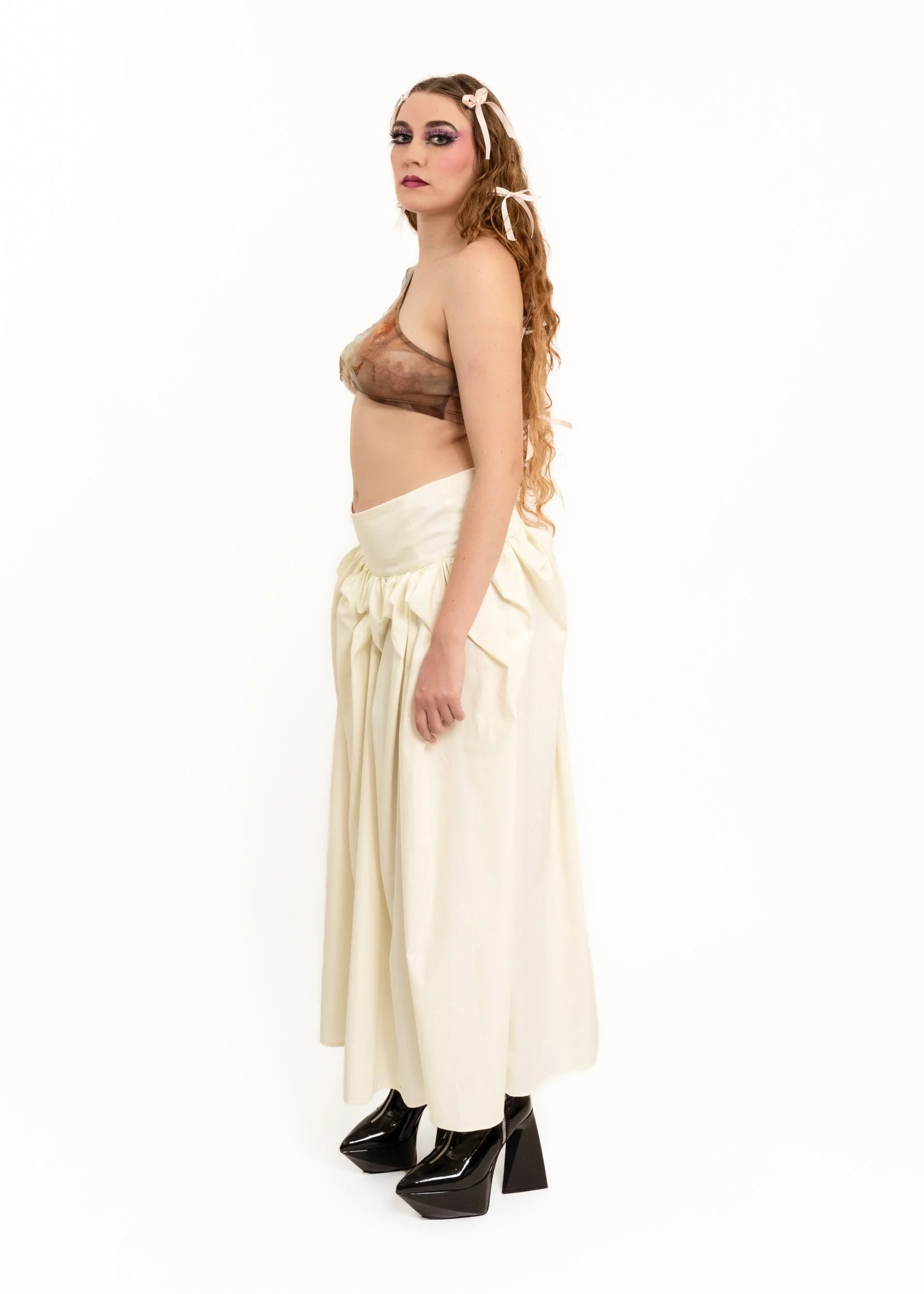Paloma Wool One shoulder cotton mesh top