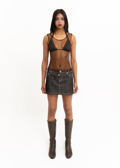 Vivienne Westwood Red Label Orb embroidered denim mini skirt Bizarre Bazaar