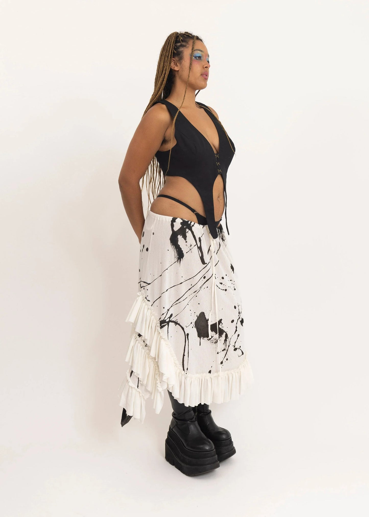 Depth of Scye Paint Splatter Mesh drawstring skirt