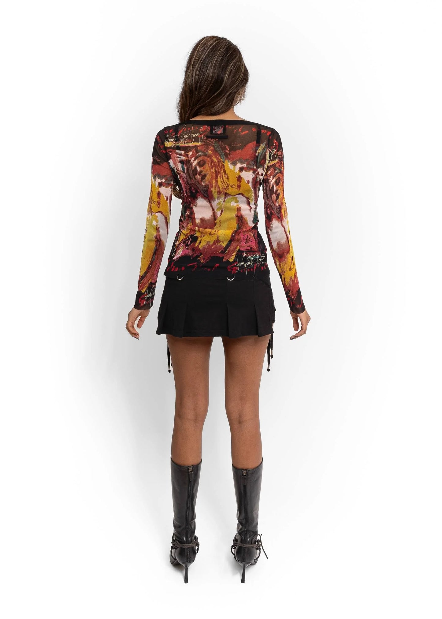 Jean Paul Gaultier Painted figure print mesh top