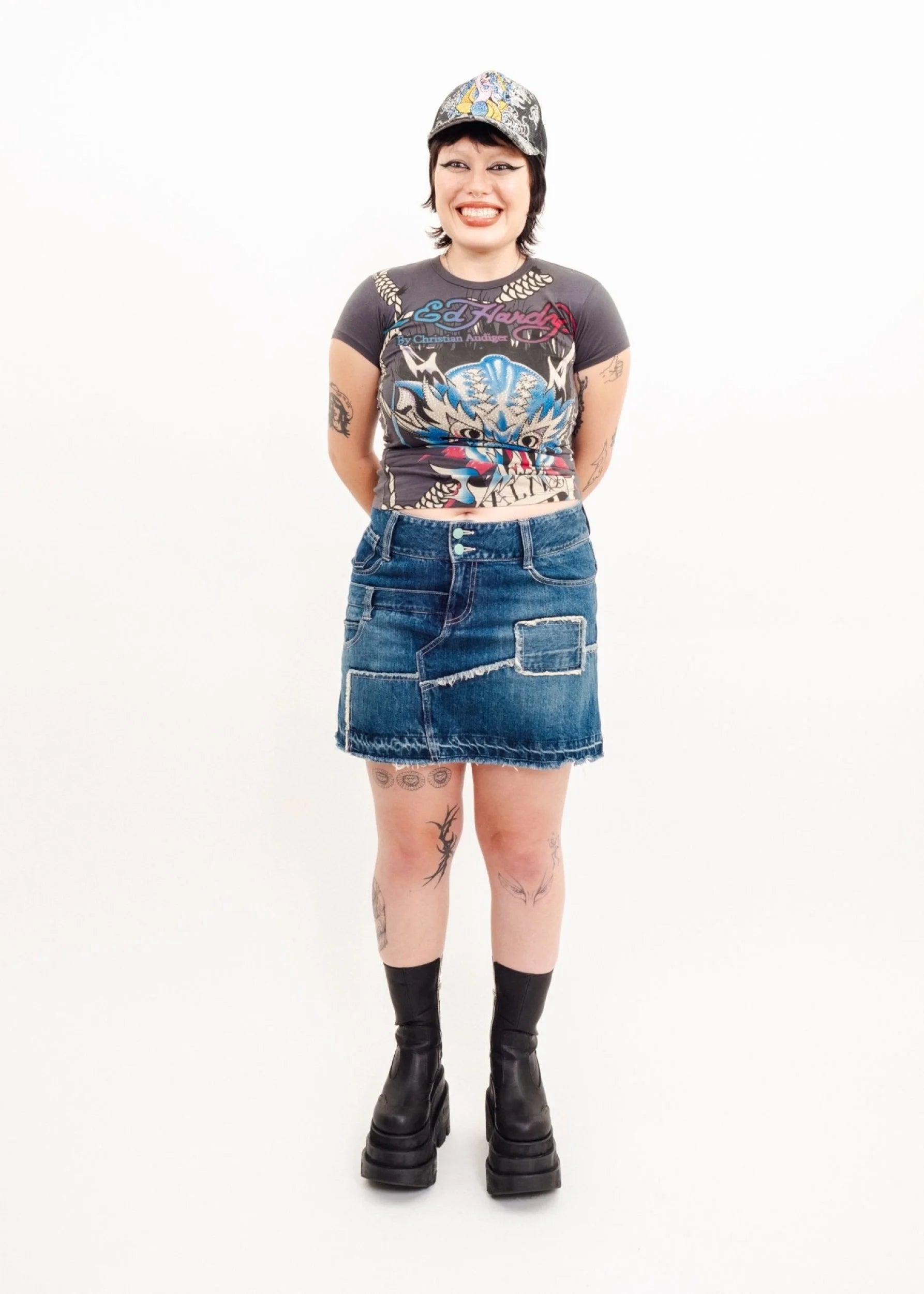 Paleo Patchwork denim skirt