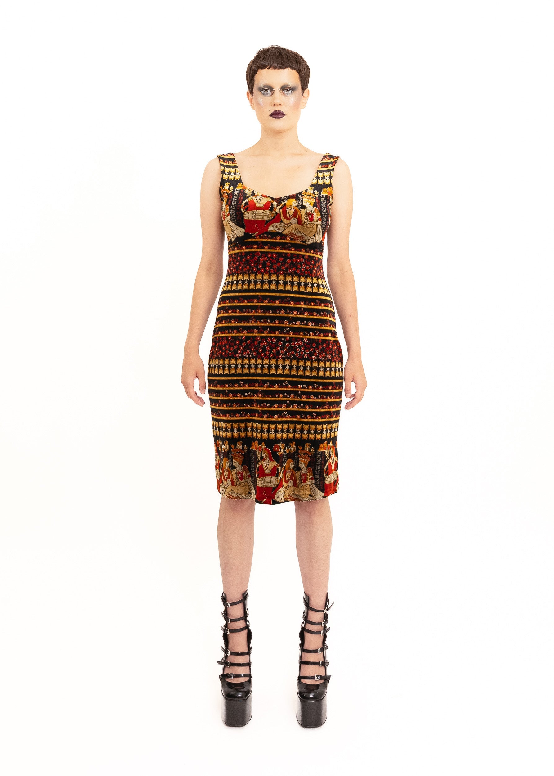 Patterned velvet dress