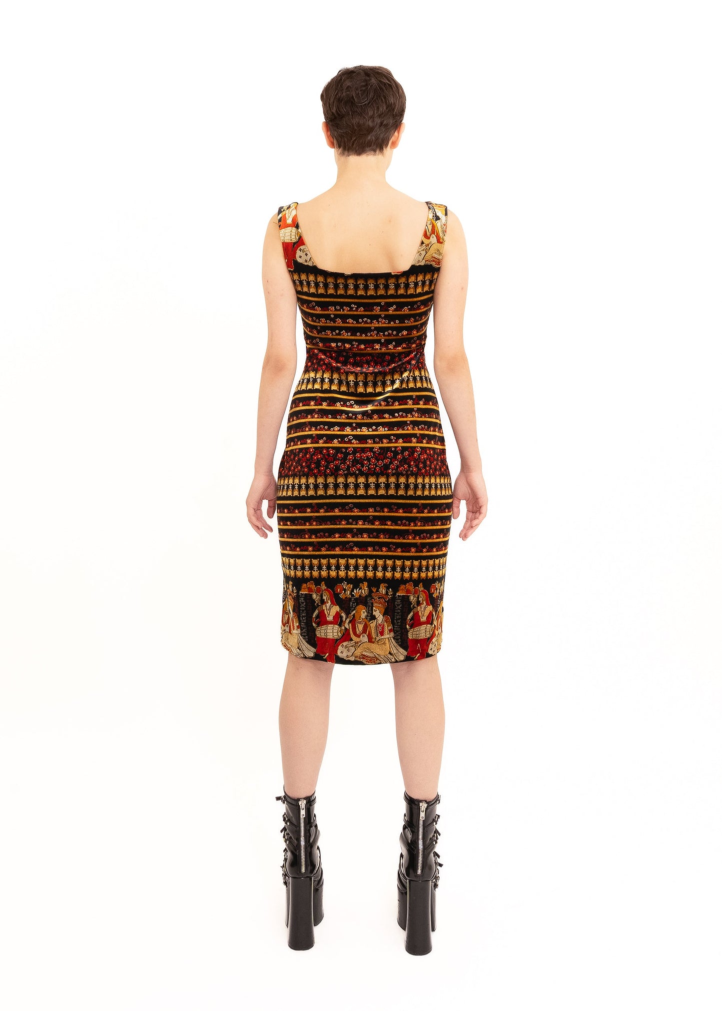 Patterned velvet dress