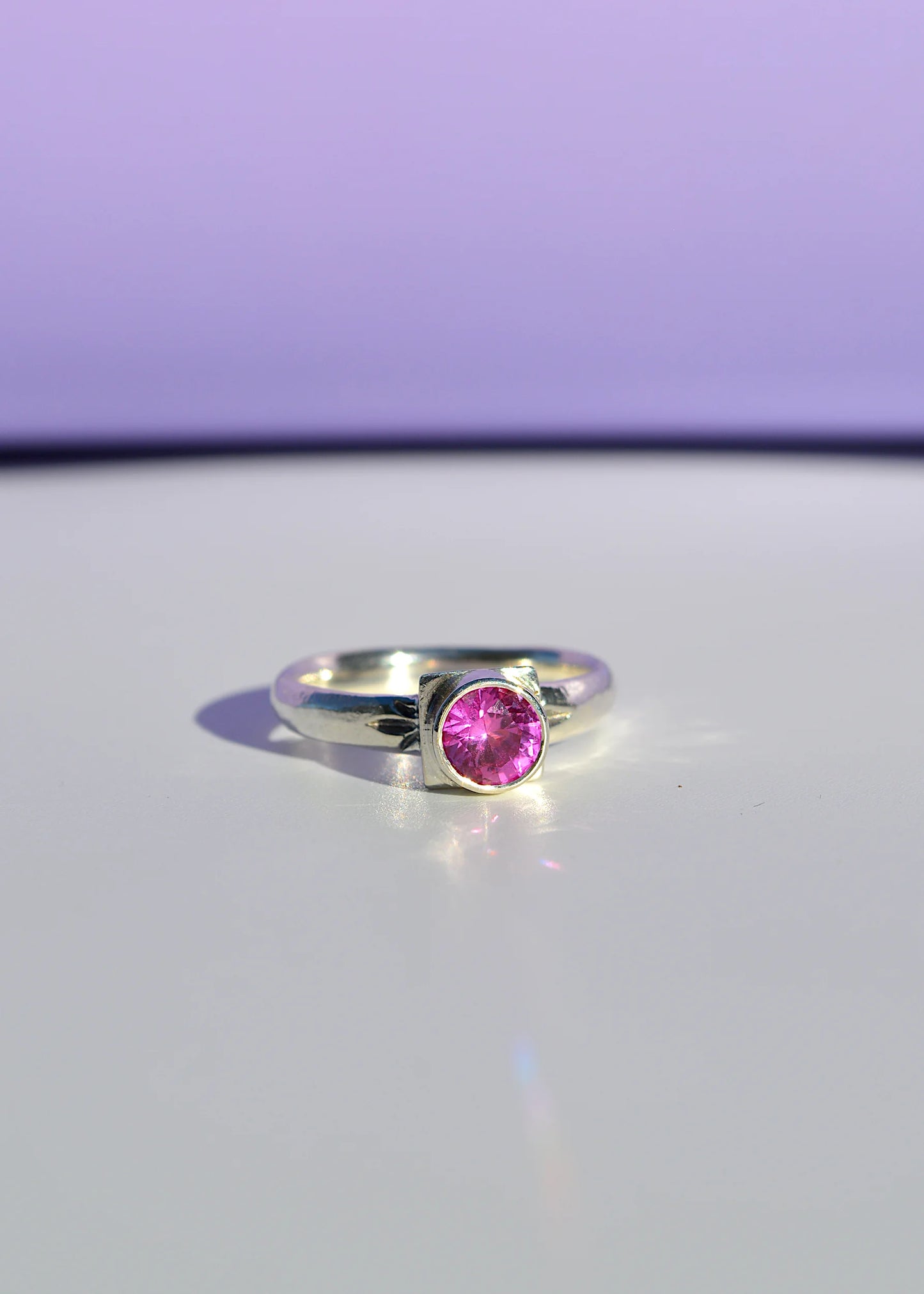 M.V.H Jewellery Pedestal Ring- hot pink ruby