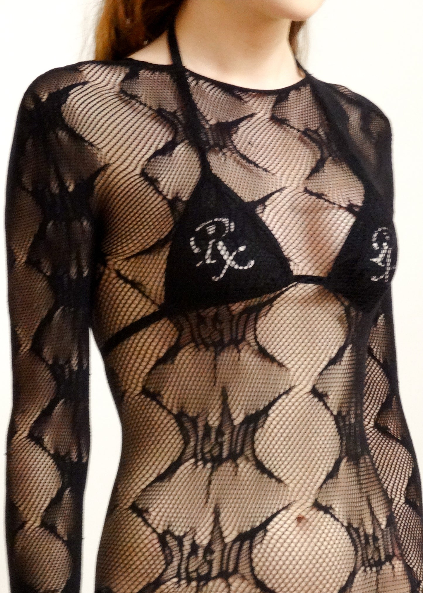 Trash Logo Fishnet Catsuit/ Body Stocking