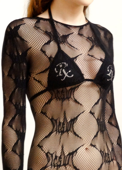 Trash Logo Fishnet Catsuit/ Body Stocking