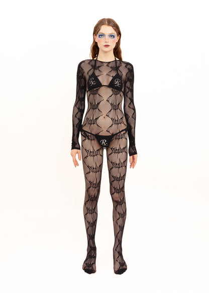 Trash Logo Fishnet Catsuit/ Body Stocking