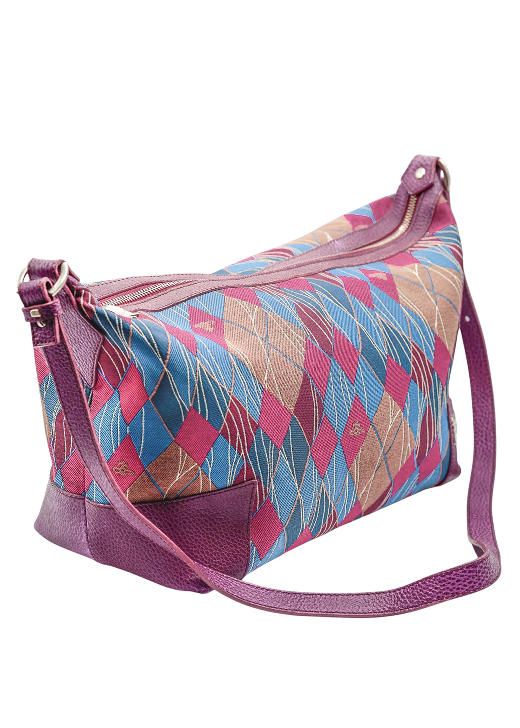 Vivienne Westwood Pink/ blue jacquard argyle shoulder bag