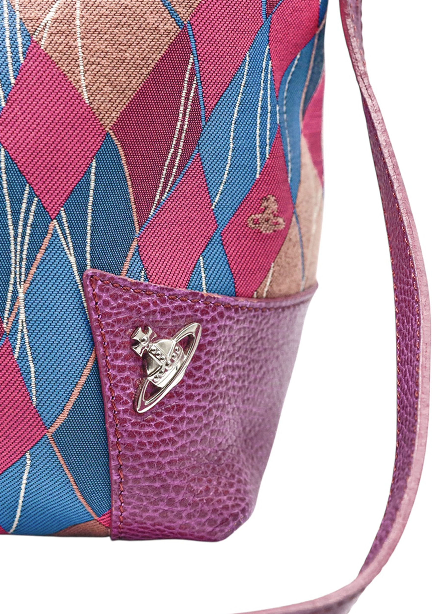 Vivienne Westwood Pink/ blue jacquard argyle shoulder bag