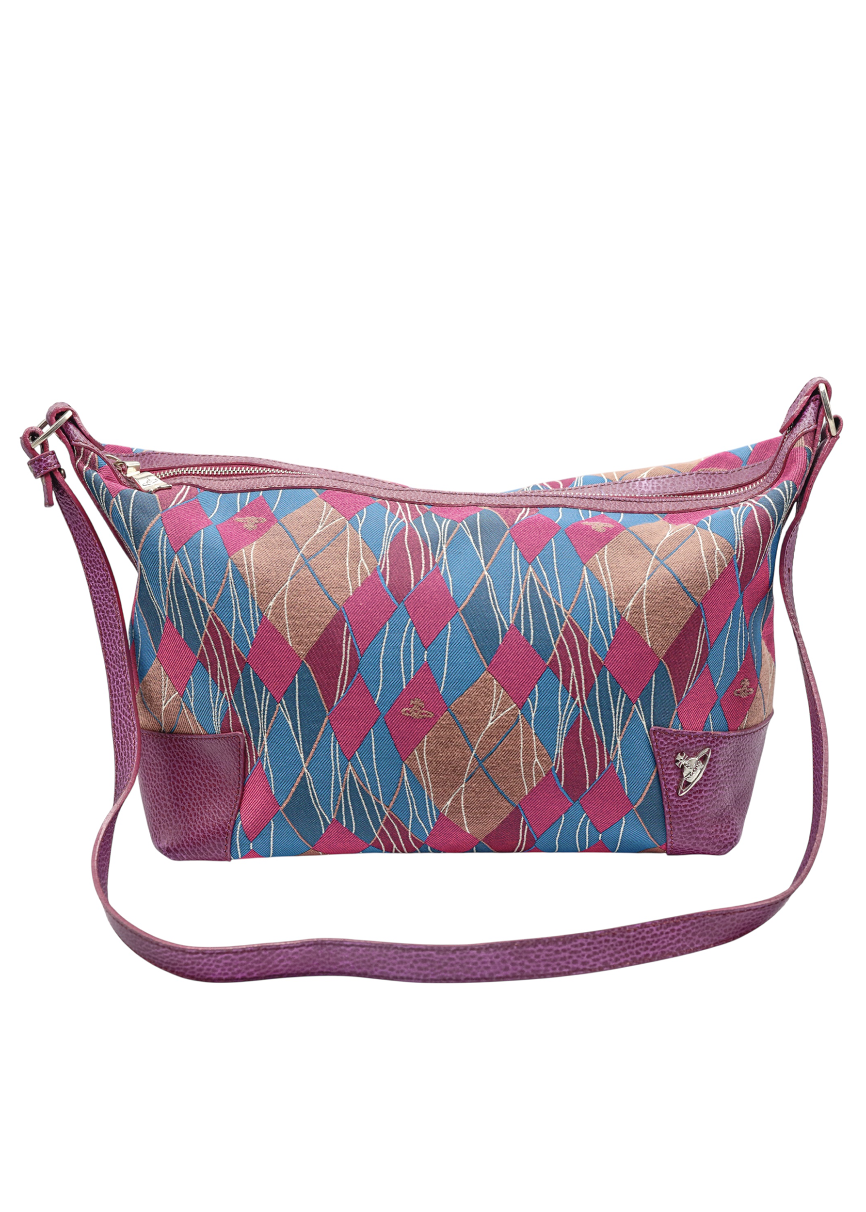 Vivienne Westwood Pink/ blue jacquard argyle shoulder bag